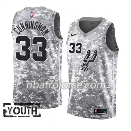 Barn San Antonio Spurs Tröja Dante Cunningham 33 2018-19 Nike Grå Swingman